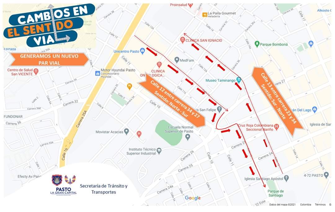A FIN DE MEJORAR LA MOVILIDAD A TRAVÉS DE UN NUEVO PAR VIAL, SECRETARÍA DE TRÁNSITO IMPLEMENTARÁ EN PASTO CAMBIOS DE SENTIDO VIAL A PARTIR DEL 22 DE FEBRERO