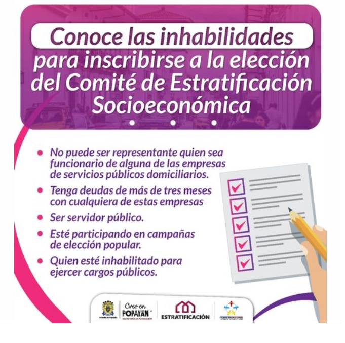 inscripción virtual que realiza la Personería de Popayán para la elección de Representantes del Comité de Estratificación 2021 – 2023