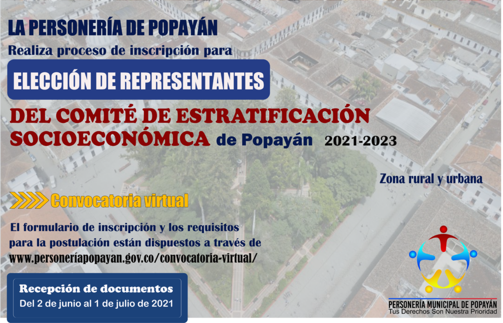 CONVOCATORIA VIRTUAL PARA ELECCIÓN DE REPRESENTANTES DEL COMITÉ DE ESTRATIFICACIÓN CONVOCATORIA VIRTUAL PARA ELECCIÓN DE REPRESENTANTES DEL COMITÉ DE ESTRATIFICACIÓN
