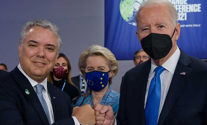 Los presidentes de Colombia, Iván Duque Márquez, y de EE.UU., Joe Biden, hablaron este martes en el marco de la COP26, que se lleva a cabo en Glasgow.