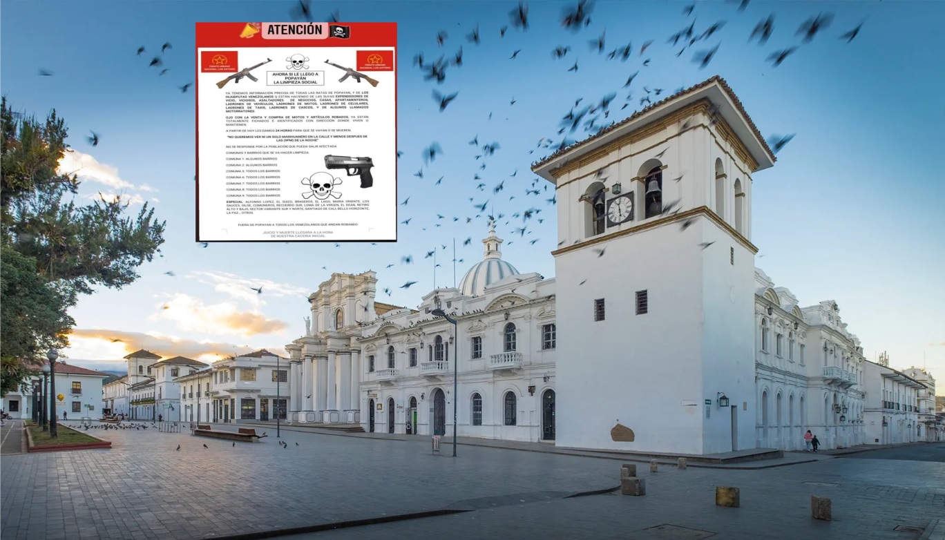 Alerta por panfleto con amenazas de muerte a cualquiera que este en la calle después de las 9 de la noche en Popayán