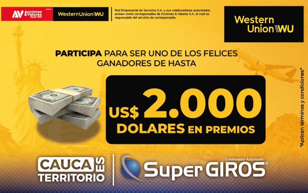 “CON SUPERGIROS Y WESTERN UNION TE PODRÁS GANAR HASTA 2.000 DOLARES EN PREMIOS”