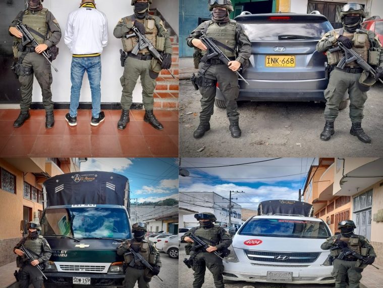 Una persona fue capturada y tres vehículos recuperados en Timbío (Cauca).