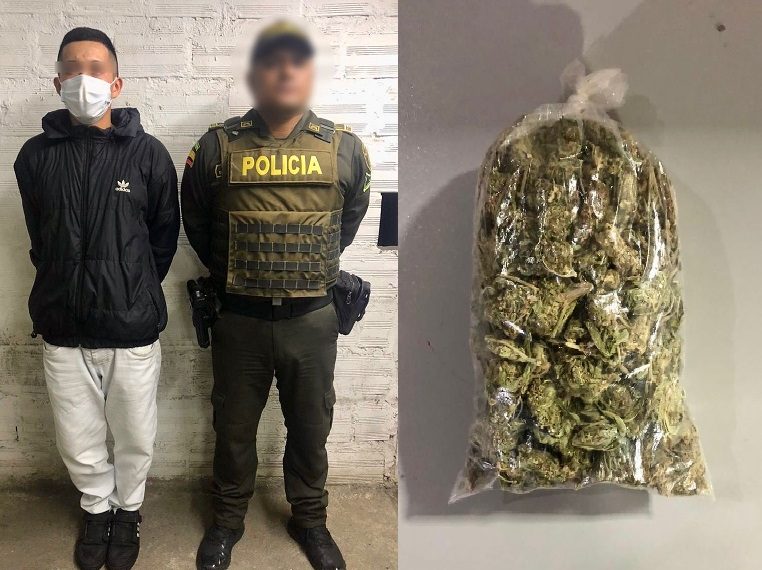 Policía capturó en Popayán a un hombre que transportaba una bolsa con marihuana.