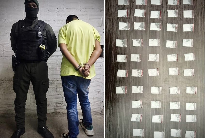 Hombre de 35 años fue capturado por las autoridades, tenía más de 40 papeletas de estupefacientes.