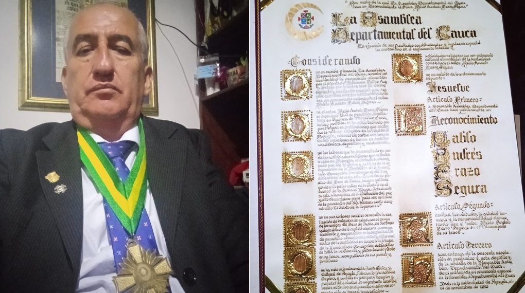 *En ceremonia la Asamblea Departamental del Cauca reconoce y exalta labor de PABLO ANDRES ERAZO en Pro de los Valores de Fe y servicio a la Comunidad*
